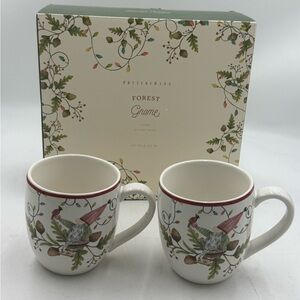 NIB Pottery Barn Holiday Forest Gnome set/6 Mugs 22Oz Stoneware.